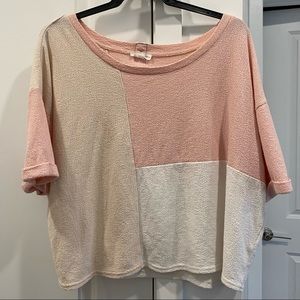 Pink color blocked oversized short sleeve tee